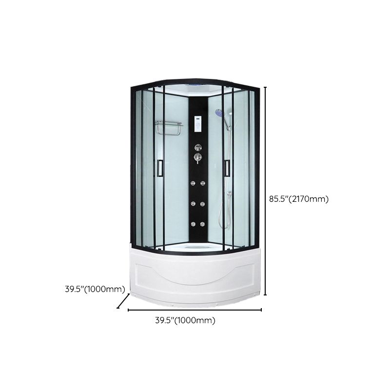Black Framed Shower Enclosure Double Sliding Round Shower Stall Clearhalo 'Bathroom Remodel & Bathroom Fixtures' 'Home Improvement' 'home_improvement' 'home_improvement_shower_stalls_enclosures' 'Shower Stalls & Enclosures' 'shower_stalls_enclosures' 'Showers & Bathtubs' 1200x1200_f47abc88-d8f0-4df3-a3c0-ec10acec2585