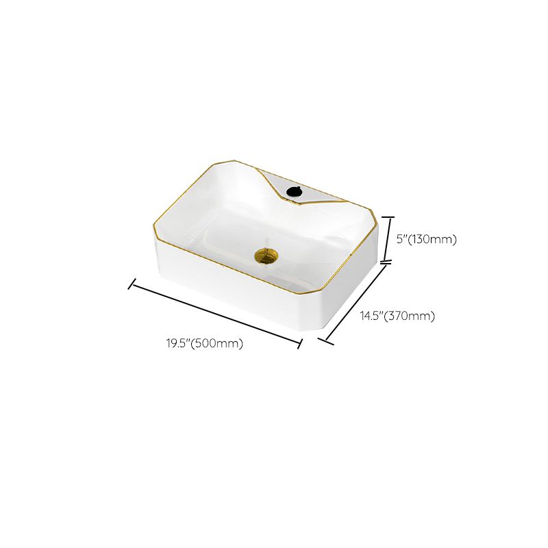 Traditional Vessel Sink Rectangular Porcelain with Overflow And Drain ...