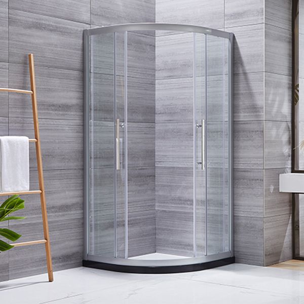 Corner Round Shower Kit Tempered Glass Double Sliding Shower Kit Clearhalo 'Bathroom Remodel & Bathroom Fixtures' 'Home Improvement' 'home_improvement' 'home_improvement_shower_stalls_enclosures' 'Shower Stalls & Enclosures' 'shower_stalls_enclosures' 'Showers & Bathtubs' 1200x1200_f49cd848-11e4-49f2-ae74-658357e5d0b1