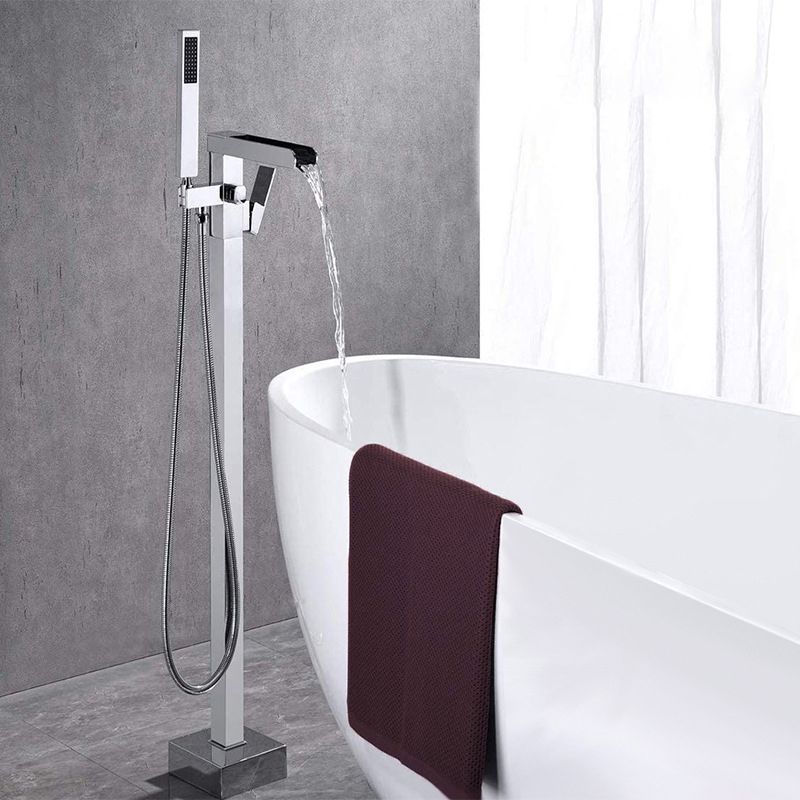 Floor Mounted Metal Freestanding Tub Filler Swivel Freestanding Faucet with Hose Clearhalo 'Bathroom Remodel & Bathroom Fixtures' 'Bathtub Faucets' 'bathtub_faucets' 'Home Improvement' 'home_improvement' 'home_improvement_bathtub_faucets' 1200x1200_f4b22e0f-83bd-4cef-bc86-cc91e12386fd