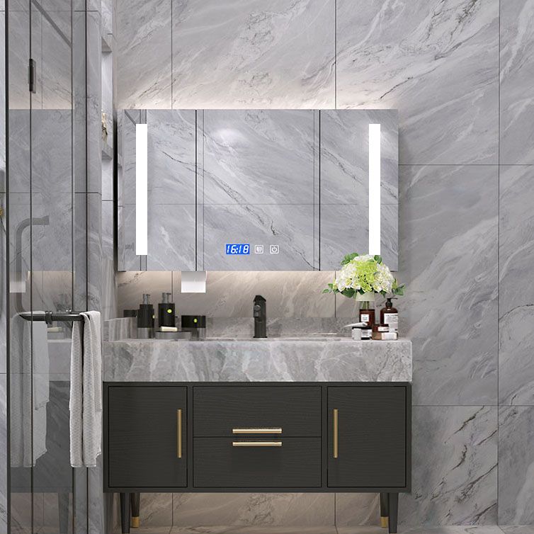 Drawers Bathroom Vanity Double Sink 2 Doors Freestanding Rectangle Vanity with Mirror Clearhalo 'Bathroom Remodel & Bathroom Fixtures' 'Bathroom Vanities' 'bathroom_vanities' 'Home Improvement' 'home_improvement' 'home_improvement_bathroom_vanities' 1200x1200_f4b3a7d7-1afa-4cb1-a3bf-0baa0dfa7407