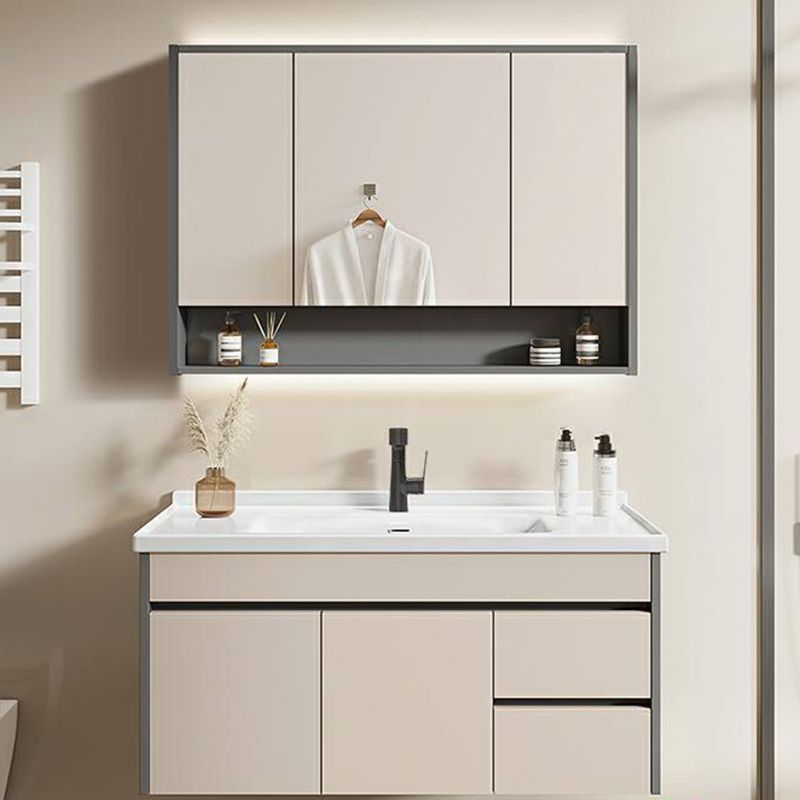 Contemporary Bathroom Sink Vanity Wall Mount Open Shelf with Soft Close Door Clearhalo 'Bathroom Remodel & Bathroom Fixtures' 'Bathroom Vanities' 'bathroom_vanities' 'Home Improvement' 'home_improvement' 'home_improvement_bathroom_vanities' 1200x1200_f4be246c-c40e-4ed1-a455-3964593d5165