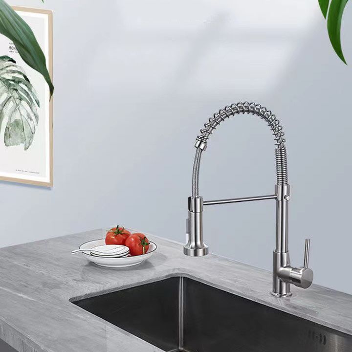 Modern Farmhouse One Handle Spring Spout Kitchen Faucet High Arch Water Filler Clearhalo 'Home Improvement' 'home_improvement' 'home_improvement_kitchen_faucets' 'Kitchen Faucets' 'Kitchen Remodel & Kitchen Fixtures' 'Kitchen Sinks & Faucet Components' 'kitchen_faucets' 1200x1200_f4c57635-ff3e-4408-b1db-4657abe4b35b