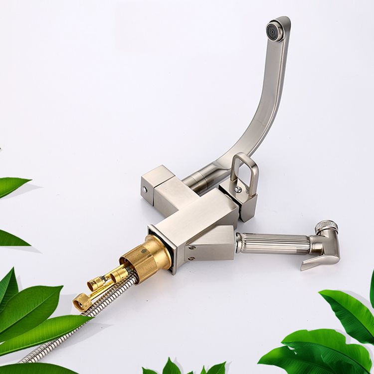 Metal Standard Kitchen Faucet Modern Style Kitchen Faucet with Pull out Sprayer Clearhalo 'Home Improvement' 'home_improvement' 'home_improvement_kitchen_faucets' 'Kitchen Faucets' 'Kitchen Remodel & Kitchen Fixtures' 'Kitchen Sinks & Faucet Components' 'kitchen_faucets' 1200x1200_f4cecd15-f366-4c6a-9ea3-34b04efed635