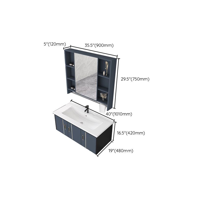 Glam Metal Sink Vanity Wall Mount Single-Sink Bathroom Vanity Clearhalo 'Bathroom Remodel & Bathroom Fixtures' 'Bathroom Vanities' 'bathroom_vanities' 'Home Improvement' 'home_improvement' 'home_improvement_bathroom_vanities' 1200x1200_f4cf7044-1bae-4046-bcd8-69290e510383