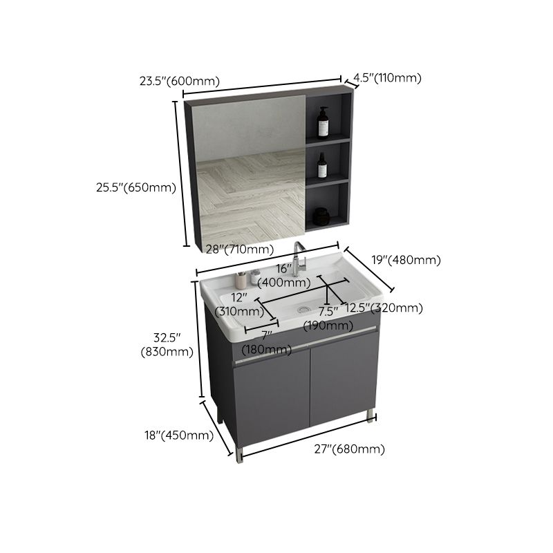 Gray Metal Vanity Sink Modern Free-standing Standard Space Saver Vanity Clearhalo 'Bathroom Remodel & Bathroom Fixtures' 'Bathroom Vanities' 'bathroom_vanities' 'Home Improvement' 'home_improvement' 'home_improvement_bathroom_vanities' 1200x1200_f4d881c3-cabd-47e2-9aa9-2430e6c6bb94