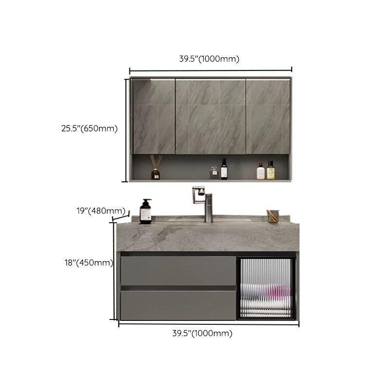 Grey Wall Mount Wood Bathroom Vanity Set with Mirror Included Clearhalo 'Bathroom Remodel & Bathroom Fixtures' 'Bathroom Vanities' 'bathroom_vanities' 'Home Improvement' 'home_improvement' 'home_improvement_bathroom_vanities' 1200x1200_f4e21e88-9d6e-4424-845f-4f03e696aaef