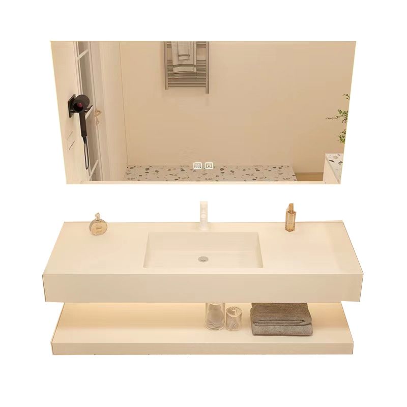 Creative Vanity Sink Mirror Wall-Mounted Bathroom Vanity Set in White Clearhalo 'Bathroom Remodel & Bathroom Fixtures' 'Bathroom Vanities' 'bathroom_vanities' 'Home Improvement' 'home_improvement' 'home_improvement_bathroom_vanities' 1200x1200_f4f8d844-be07-46ae-afd3-fab711fd9631