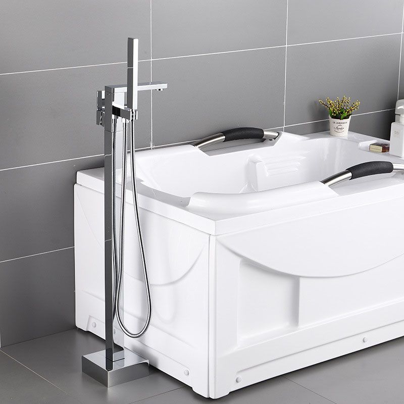 Floor Mounted Freestanding Tub Filler Modern Style Metal Freestanding Tub Filler Clearhalo 'Bathroom Remodel & Bathroom Fixtures' 'Bathtub Faucets' 'bathtub_faucets' 'Home Improvement' 'home_improvement' 'home_improvement_bathtub_faucets' 1200x1200_f4f96194-00ba-4cc9-a768-7462c38de832