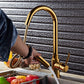 Single Hole Kitchen Faucet Metal Pull down Sprayer Kitchen Faucet with Lever Handle Clearhalo 'Home Improvement' 'home_improvement' 'home_improvement_kitchen_faucets' 'Kitchen Faucets' 'Kitchen Remodel & Kitchen Fixtures' 'Kitchen Sinks & Faucet Components' 'kitchen_faucets' 1200x1200_f503ca67-eb36-477a-a7c5-2bf30db4203a