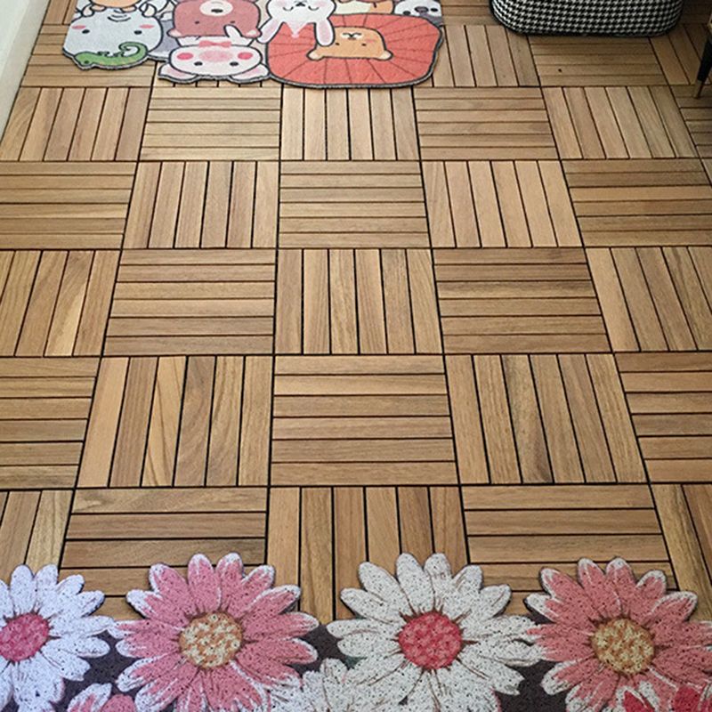 Teak Finish 5-Slat Square Wood Flooring Tile Interlocking Outdoor Flooring Tiles Clearhalo 'Home Improvement' 'home_improvement' 'home_improvement_outdoor_deck_tiles_planks' 'Outdoor Deck Tiles & Planks' 'Outdoor Flooring & Tile' 'Outdoor Remodel' 'outdoor_deck_tiles_planks' 1200x1200_f52f82db-058d-48ce-8f87-c039ca261827