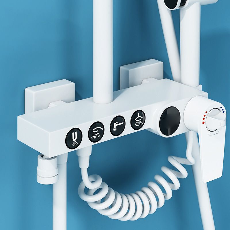 Wall Mounted Shower Arm Shower Faucet Metal Shower System with Slide Bar in White Clearhalo 'Bathroom Remodel & Bathroom Fixtures' 'Home Improvement' 'home_improvement' 'home_improvement_shower_faucets' 'Shower Faucets & Systems' 'shower_faucets' 'Showers & Bathtubs Plumbing' 'Showers & Bathtubs' 1200x1200_f5472452-96ad-40a5-b4ce-770d40196c81