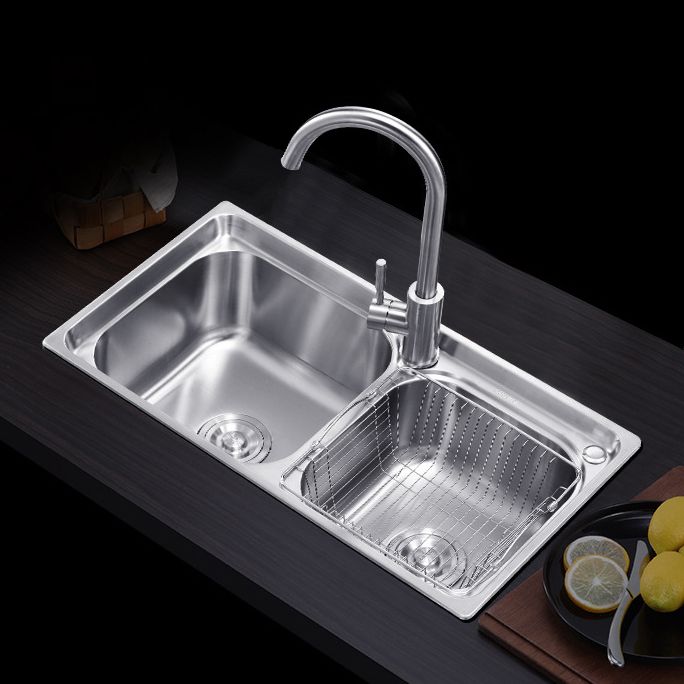 Kitchen Sink Stainless Steel Drop-In Noise-cancelling Design Kitchen Double Sink Clearhalo 'Home Improvement' 'home_improvement' 'home_improvement_kitchen_sinks' 'Kitchen Remodel & Kitchen Fixtures' 'Kitchen Sinks & Faucet Components' 'Kitchen Sinks' 'kitchen_sinks' 1200x1200_f55511aa-4385-4666-82d3-51c5d576f98c