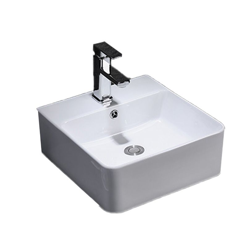 Contemporary Vessel Bathroom Sink Rectangular White Ceramic Overflow Drain Assembly Sink Clearhalo 'Bathroom Remodel & Bathroom Fixtures' 'Bathroom Sinks & Faucet Components' 'Bathroom Sinks' 'bathroom_sink' 'Home Improvement' 'home_improvement' 'home_improvement_bathroom_sink' 1200x1200_f568d606-e478-4d28-92de-e4377894acb6