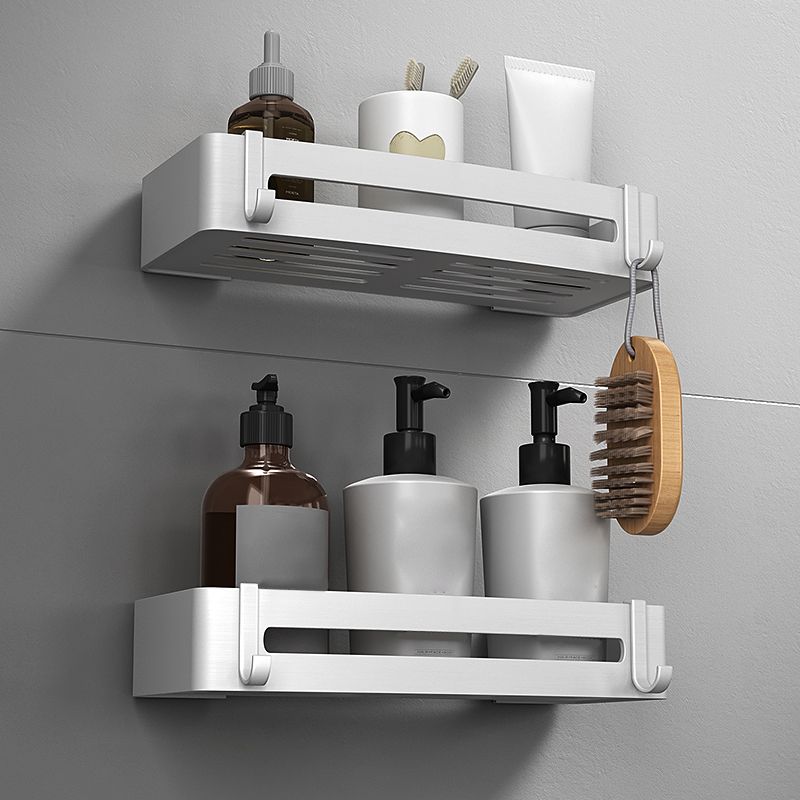 Silver Bathroom Accessory Set Modern Anti-rust 1/2/3 - Piece Bath Shelf Clearhalo 'Bathroom Hardware Sets' 'Bathroom Hardware' 'Bathroom Remodel & Bathroom Fixtures' 'bathroom_hardware_sets' 'Home Improvement' 'home_improvement' 'home_improvement_bathroom_hardware_sets' 1200x1200_f581c171-1c98-4231-a0d7-8b00d71ece6d