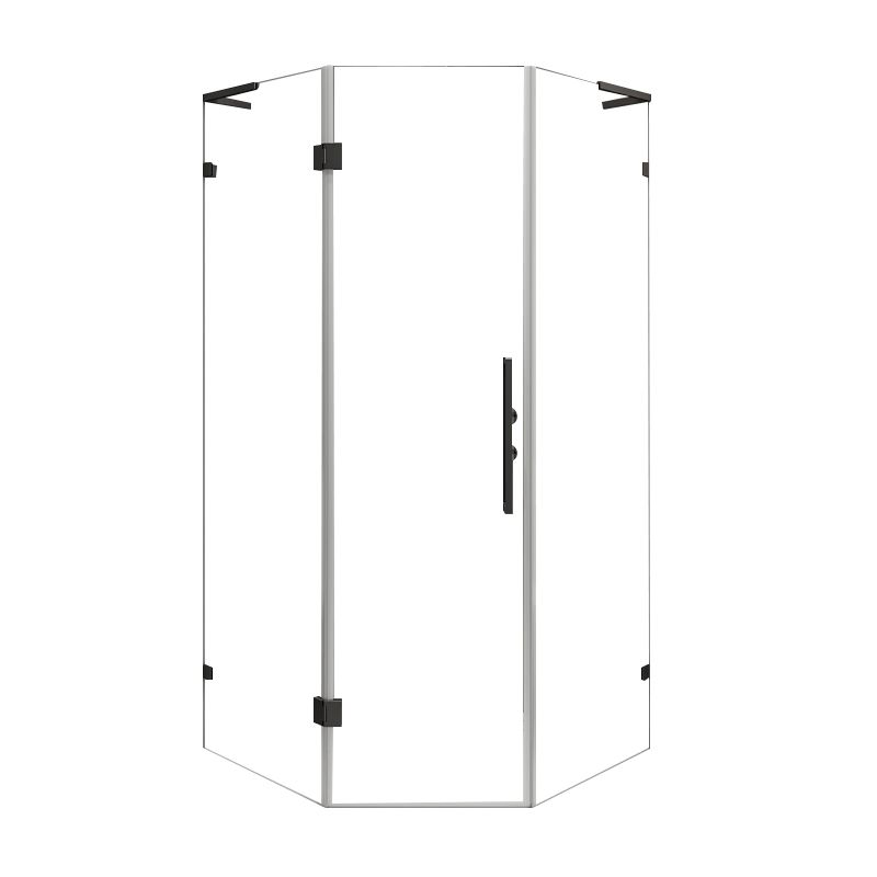 Semi Frameless Shower Door Hinged Tempered Glass Shower Door in Black Clearhalo 'Bathroom Remodel & Bathroom Fixtures' 'Home Improvement' 'home_improvement' 'home_improvement_shower_tub_doors' 'Shower and Tub Doors' 'shower_tub_doors' 'Showers & Bathtubs' 1200x1200_f590c6c0-a55c-44bc-9ca0-107f6643ab14
