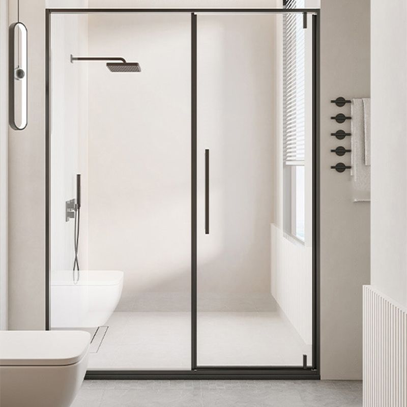 Single Sliding Semi Frameless Shower Door, Tempered Glass Shower Screen Clearhalo 'Bathroom Remodel & Bathroom Fixtures' 'Home Improvement' 'home_improvement' 'home_improvement_shower_tub_doors' 'Shower and Tub Doors' 'shower_tub_doors' 'Showers & Bathtubs' 1200x1200_f5b52d8d-3836-4358-97ba-15879cfae92d