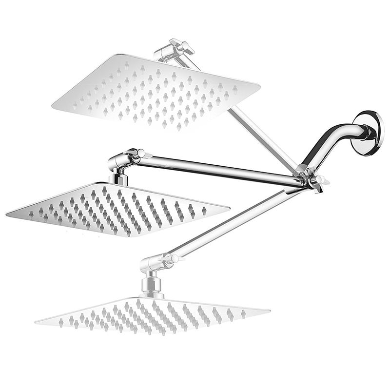 Contemporary Shower Combo Fixed Shower Head Stainless Steel Wall-Mount Square Shower Head Clearhalo 'Bathroom Remodel & Bathroom Fixtures' 'Home Improvement' 'home_improvement' 'home_improvement_shower_heads' 'Shower Heads' 'shower_heads' 'Showers & Bathtubs Plumbing' 'Showers & Bathtubs' 1200x1200_f5cf6722-163e-4a1c-838d-6f750e0e2d3b