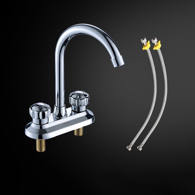 Swivel Spout Centerset Lavatory Faucet Contemporary Brass Bathroom Faucet Clearhalo 'Bathroom Remodel & Bathroom Fixtures' 'Bathroom Sink Faucets' 'Bathroom Sinks & Faucet Components' 'bathroom_sink_faucets' 'Home Improvement' 'home_improvement' 'home_improvement_bathroom_sink_faucets' 1200x1200_f5e4ed2f-802c-48d7-b6fb-f70f46cf5313