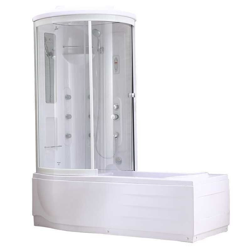 White Round Tub & Shower Kit Clear Tempered Glass Tub & Shower Kit Clearhalo 'Bathroom Remodel & Bathroom Fixtures' 'Home Improvement' 'home_improvement' 'home_improvement_shower_stalls_enclosures' 'Shower Stalls & Enclosures' 'shower_stalls_enclosures' 'Showers & Bathtubs' 1200x1200_f5ec61ef-fec2-4d96-bbe9-3c984a9b7a91