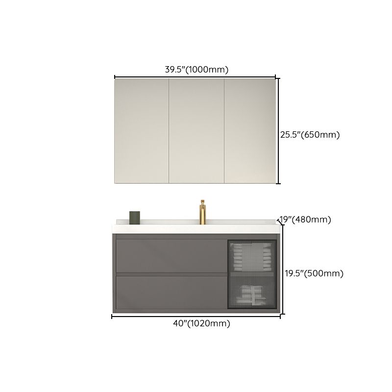 Wall Mount Gray Sink Vanity Modern Ceramic Single Rectangular Vanity Clearhalo 'Bathroom Remodel & Bathroom Fixtures' 'Bathroom Vanities' 'bathroom_vanities' 'Home Improvement' 'home_improvement' 'home_improvement_bathroom_vanities' 1200x1200_f5fd6bcd-3ee7-4d1c-a79d-c055846f6608