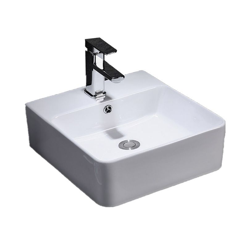 Contemporary Vessel Bathroom Sink Rectangular White Ceramic Overflow Drain Assembly Sink Clearhalo 'Bathroom Remodel & Bathroom Fixtures' 'Bathroom Sinks & Faucet Components' 'Bathroom Sinks' 'bathroom_sink' 'Home Improvement' 'home_improvement' 'home_improvement_bathroom_sink' 1200x1200_f61f51d4-682b-4c18-87cf-7fb5f38ceb15