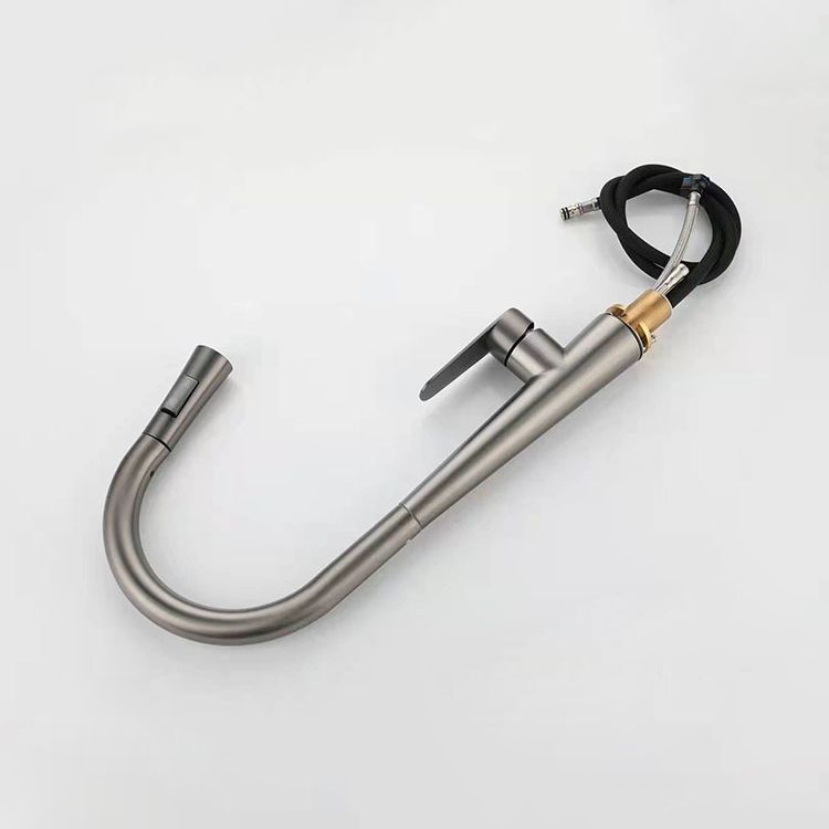 Modern Retractable Kitchen Faucet Stainless Steel 1-Handle High Arc Kitchen Faucet Clearhalo 'Home Improvement' 'home_improvement' 'home_improvement_kitchen_faucets' 'Kitchen Faucets' 'Kitchen Remodel & Kitchen Fixtures' 'Kitchen Sinks & Faucet Components' 'kitchen_faucets' 1200x1200_f630eba2-1d14-4814-adcc-c8eb4ad19951