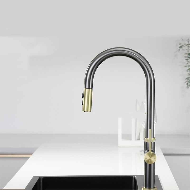 Touch Sensor Kitchen Faucet Swivel Spout with Pull Down Sprayer Clearhalo 'Home Improvement' 'home_improvement' 'home_improvement_kitchen_faucets' 'Kitchen Faucets' 'Kitchen Remodel & Kitchen Fixtures' 'Kitchen Sinks & Faucet Components' 'kitchen_faucets' 1200x1200_f64e2a53-6bca-4143-b6d7-6cc0add75cfd