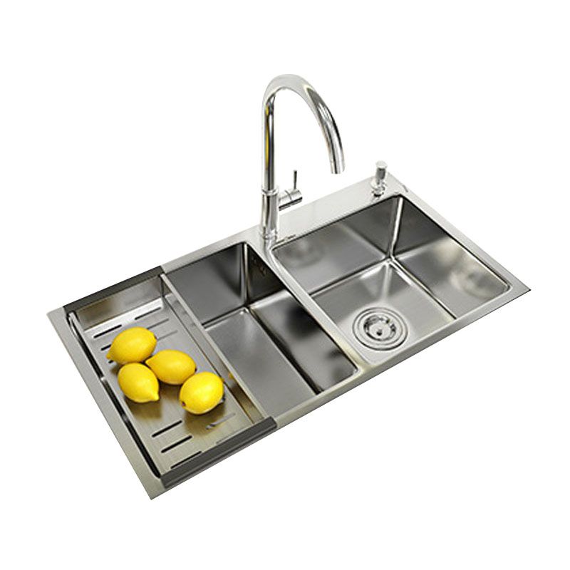 Modern Kitchen Bar Sink Stainless Steel with Drain Strainer Kit and Soap Dispenser Sink Clearhalo 'Home Improvement' 'home_improvement' 'home_improvement_kitchen_sinks' 'Kitchen Remodel & Kitchen Fixtures' 'Kitchen Sinks & Faucet Components' 'Kitchen Sinks' 'kitchen_sinks' 1200x1200_f64ea2f2-200c-4239-9664-26ffec82faf2