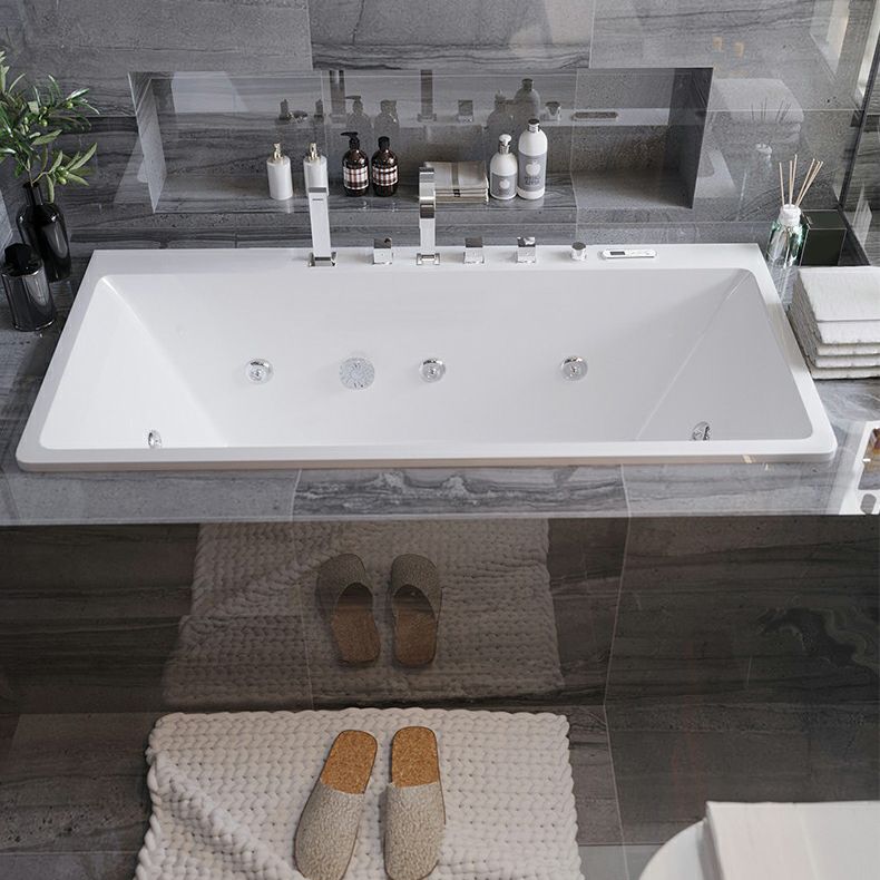 Drop in Rectangular Bath Acrylic White Jets Included Modern Bathtub Clearhalo 'Bathroom Remodel & Bathroom Fixtures' 'Bathtubs' 'Home Improvement' 'home_improvement' 'home_improvement_bathtubs' 'Showers & Bathtubs' 1200x1200_f64f6a62-46d1-4095-9790-57feab6be6be