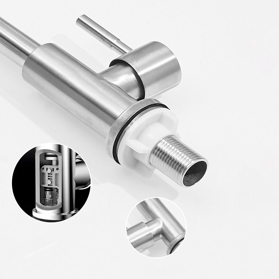 Modern High-Arc Kitchen Faucet Stainless Steel Lead Free Swivel Spout Faucets Clearhalo 'Home Improvement' 'home_improvement' 'home_improvement_kitchen_faucets' 'Kitchen Faucets' 'Kitchen Remodel & Kitchen Fixtures' 'Kitchen Sinks & Faucet Components' 'kitchen_faucets' 1200x1200_f65c68d2-dc0a-4495-a3c9-22c5b439945f