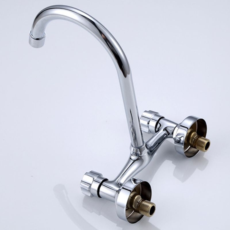 Brass Modern Kitchen Faucet No Sensor 2-Handle Faucet in Nickel Clearhalo 'Home Improvement' 'home_improvement' 'home_improvement_kitchen_faucets' 'Kitchen Faucets' 'Kitchen Remodel & Kitchen Fixtures' 'Kitchen Sinks & Faucet Components' 'kitchen_faucets' 1200x1200_f66388c2-b8f1-4eb1-becb-b878dd8d2ebc