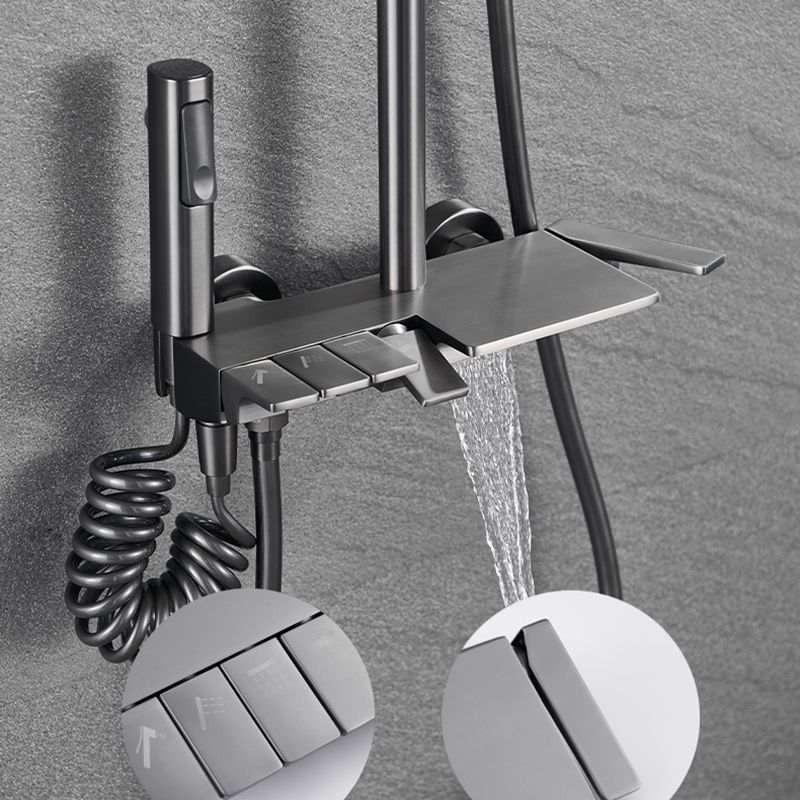 Modern Shower Set Brass Adjustable Shower Head Wall Mounted Shower Head Combo Clearhalo 'Bathroom Remodel & Bathroom Fixtures' 'Home Improvement' 'home_improvement' 'home_improvement_shower_faucets' 'Shower Faucets & Systems' 'shower_faucets' 'Showers & Bathtubs Plumbing' 'Showers & Bathtubs' 1200x1200_f66ad9e3-8062-44f4-94c8-dd75b7a39b65