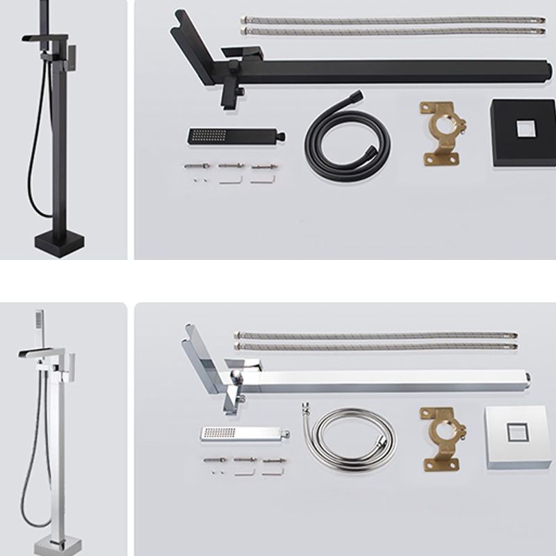 Modern Freestanding Tub Filler Trim Brass Floor Mounted with Handles Tub Faucet Clearhalo 'Bathroom Remodel & Bathroom Fixtures' 'Bathtub Faucets' 'bathtub_faucets' 'Home Improvement' 'home_improvement' 'home_improvement_bathtub_faucets' 1200x1200_f670f8a7-1d24-4698-8781-f481fb265b0b