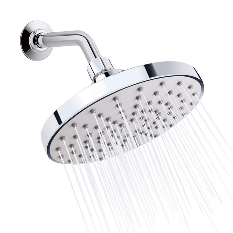 Round Fixed Shower Head Silver Single Spray Wall-Mount Shower Head Clearhalo 'Bathroom Remodel & Bathroom Fixtures' 'Home Improvement' 'home_improvement' 'home_improvement_shower_heads' 'Shower Heads' 'shower_heads' 'Showers & Bathtubs Plumbing' 'Showers & Bathtubs' 1200x1200_f6a517c2-f805-41d0-913b-0a17e838a8ae