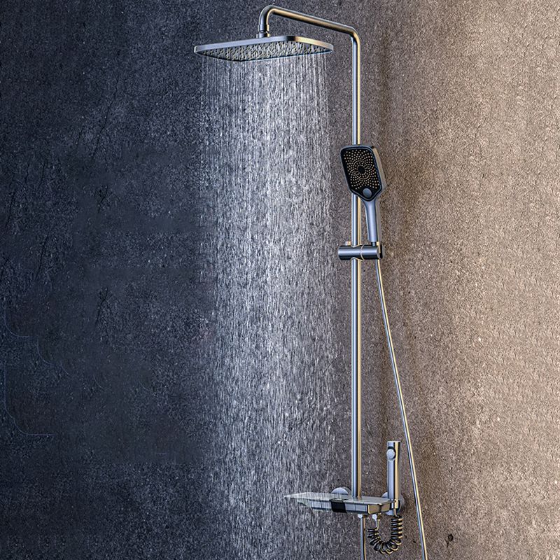 Brass Wall Mounted Shower Combo Rain Shower Set with Slide Bar Included Clearhalo 'Bathroom Remodel & Bathroom Fixtures' 'Home Improvement' 'home_improvement' 'home_improvement_shower_faucets' 'Shower Faucets & Systems' 'shower_faucets' 'Showers & Bathtubs Plumbing' 'Showers & Bathtubs' 1200x1200_f6accf3a-313f-4b1a-8c2f-8b1287c8263a