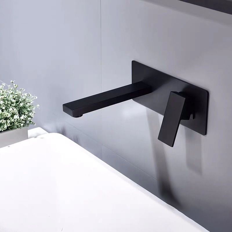 Modern 1-Handle Bathroom Sink Faucet 2 Hole Wall Mounted Bathroom Faucet Brass Clearhalo 'Bathroom Remodel & Bathroom Fixtures' 'Bathroom Sink Faucets' 'Bathroom Sinks & Faucet Components' 'bathroom_sink_faucets' 'Home Improvement' 'home_improvement' 'home_improvement_bathroom_sink_faucets' 1200x1200_f6ba1c23-61a6-46b5-8aeb-1def57f85df4