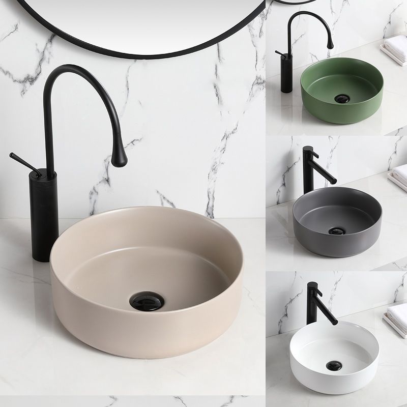 Modern Style Vessel Sink Pure Color Round Ceramic Vessel Sink Clearhalo 'Bathroom Remodel & Bathroom Fixtures' 'Bathroom Sinks & Faucet Components' 'Bathroom Sinks' 'bathroom_sink' 'Home Improvement' 'home_improvement' 'home_improvement_bathroom_sink' 1200x1200_f6c14c9e-9f2d-4d43-8477-418ada003a82