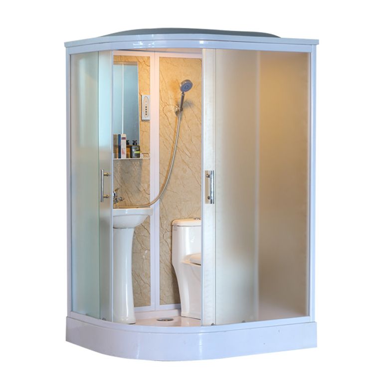 Sliding Shower Enclosure Framed Shower with Tempered Glass in White without Toilet Clearhalo 'Bathroom Remodel & Bathroom Fixtures' 'Home Improvement' 'home_improvement' 'home_improvement_shower_stalls_enclosures' 'Shower Stalls & Enclosures' 'shower_stalls_enclosures' 'Showers & Bathtubs' 1200x1200_f6cdb98d-2b9c-4d93-8efd-497aadda196a