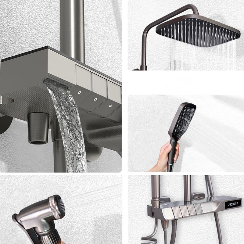 Contemporary Wall Mounted Shower System Slide Bar Included Shower Set Clearhalo 'Bathroom Remodel & Bathroom Fixtures' 'Home Improvement' 'home_improvement' 'home_improvement_shower_faucets' 'Shower Faucets & Systems' 'shower_faucets' 'Showers & Bathtubs Plumbing' 'Showers & Bathtubs' 1200x1200_f6d31078-c5d5-46b1-a444-46d4f9c6a53a