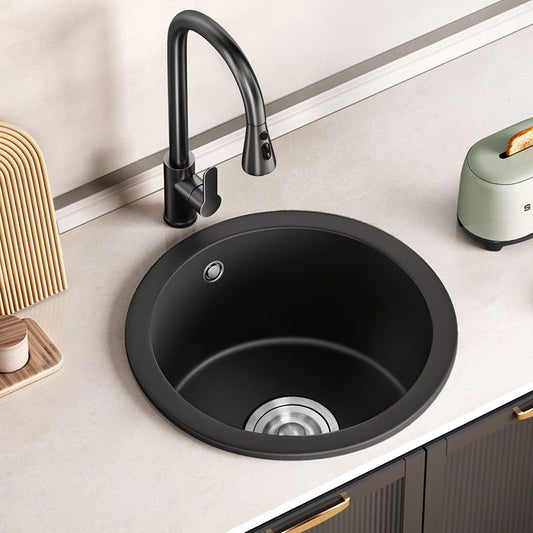 Single Bowl Kitchen Sink Quartz Round Shape Kitchen Sink with Strainer Clearhalo 'Home Improvement' 'home_improvement' 'home_improvement_kitchen_sinks' 'Kitchen Remodel & Kitchen Fixtures' 'Kitchen Sinks & Faucet Components' 'Kitchen Sinks' 'kitchen_sinks' 1200x1200_f6d53e55-3008-4987-af79-cd4025cd6e0c