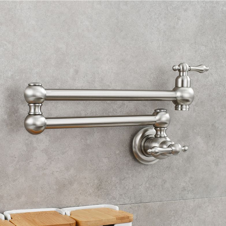 Modern Double Handles One Handle Wall Mounted Pot Filler Low Arc Profile Filler Clearhalo 'Home Improvement' 'home_improvement' 'home_improvement_kitchen_faucets' 'Kitchen Faucets' 'Kitchen Remodel & Kitchen Fixtures' 'Kitchen Sinks & Faucet Components' 'kitchen_faucets' 1200x1200_f6d7aab9-4f23-4a05-a002-f52d8eb50d2e