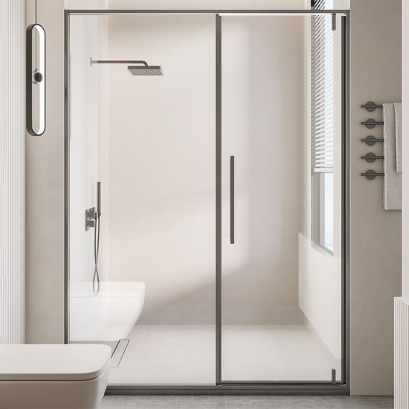 Glass and Metal Shower Door Simple One-Line Shower Bath Door Clearhalo 'Bathroom Remodel & Bathroom Fixtures' 'Home Improvement' 'home_improvement' 'home_improvement_shower_tub_doors' 'Shower and Tub Doors' 'shower_tub_doors' 'Showers & Bathtubs' 1200x1200_f6e7c370-05bd-43d2-a428-38e4ecb31d0e