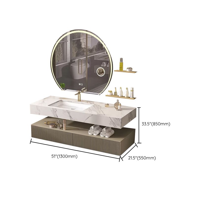 Bathroom Vanity Set Round LED Mirror Rectangular Sink Sink Vanity Clearhalo 'Bathroom Remodel & Bathroom Fixtures' 'Bathroom Vanities' 'bathroom_vanities' 'Home Improvement' 'home_improvement' 'home_improvement_bathroom_vanities' 1200x1200_f6f9a816-4435-4f63-8dc8-e238e8d5cb7f