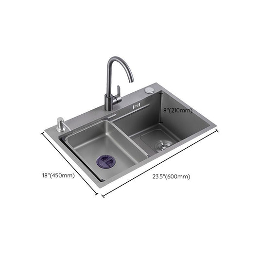 Grey Kitchen Sink Cutting Board Single Bowl Stainless Steel Top-Mount Kitchen Sink Clearhalo 'Home Improvement' 'home_improvement' 'home_improvement_kitchen_sinks' 'Kitchen Remodel & Kitchen Fixtures' 'Kitchen Sinks & Faucet Components' 'Kitchen Sinks' 'kitchen_sinks' 1200x1200_f6ff8707-220e-466d-987a-9985f77601c7