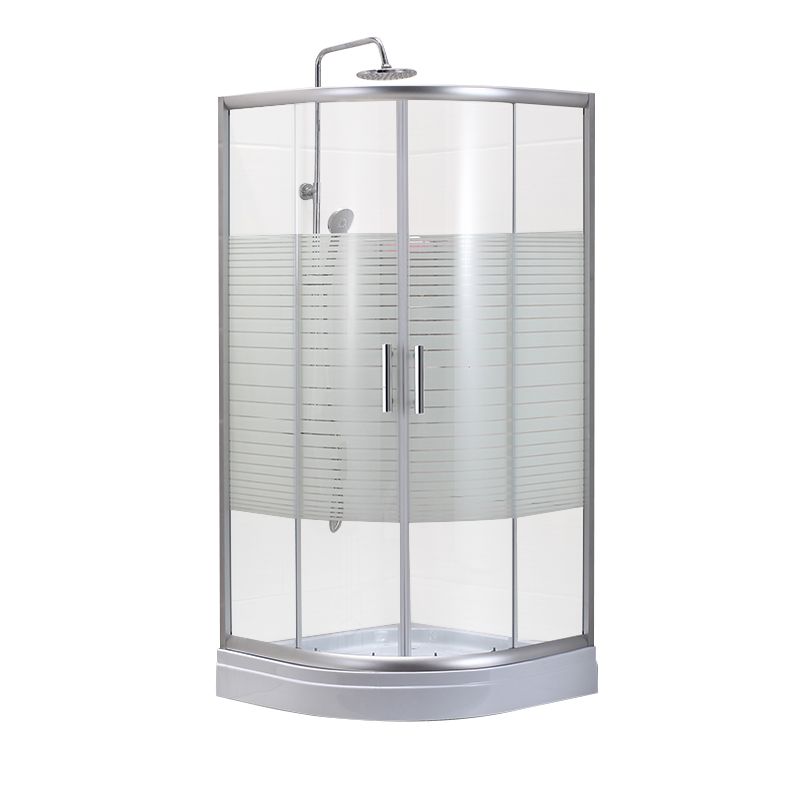 Contemporary Shower Stall Striped Round Semi-Frameless Shower Stall Clearhalo 'Bathroom Remodel & Bathroom Fixtures' 'Home Improvement' 'home_improvement' 'home_improvement_shower_stalls_enclosures' 'Shower Stalls & Enclosures' 'shower_stalls_enclosures' 'Showers & Bathtubs' 1200x1200_f705631d-318f-4a92-aba6-5a4cf3f2fe7b