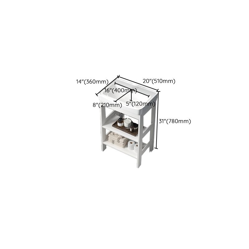 Freestanding Vanity White Shelving Included Rectangular Single Sink Vanity with Mirror Clearhalo 'Bathroom Remodel & Bathroom Fixtures' 'Bathroom Vanities' 'bathroom_vanities' 'Home Improvement' 'home_improvement' 'home_improvement_bathroom_vanities' 1200x1200_f70ac4cb-7360-465f-a87f-54fbbc31160c