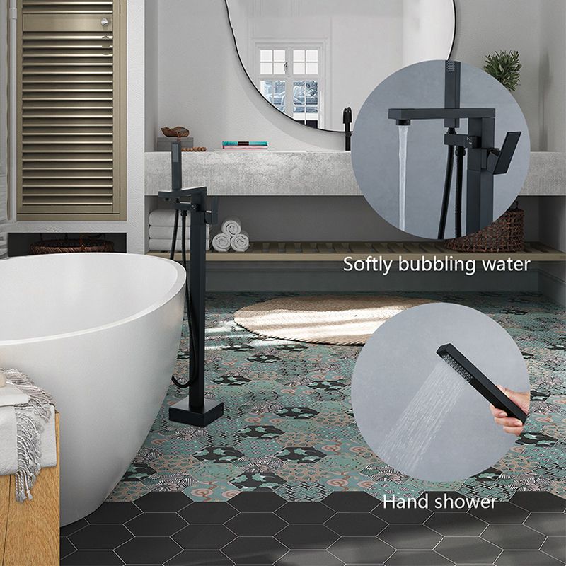 Floor Mounted Metal Freestanding Tub Filler Swivel Freestanding Faucet with Hose Clearhalo 'Bathroom Remodel & Bathroom Fixtures' 'Bathtub Faucets' 'bathtub_faucets' 'Home Improvement' 'home_improvement' 'home_improvement_bathtub_faucets' 1200x1200_f714e294-ddb0-4394-9291-c9e4fb08842a