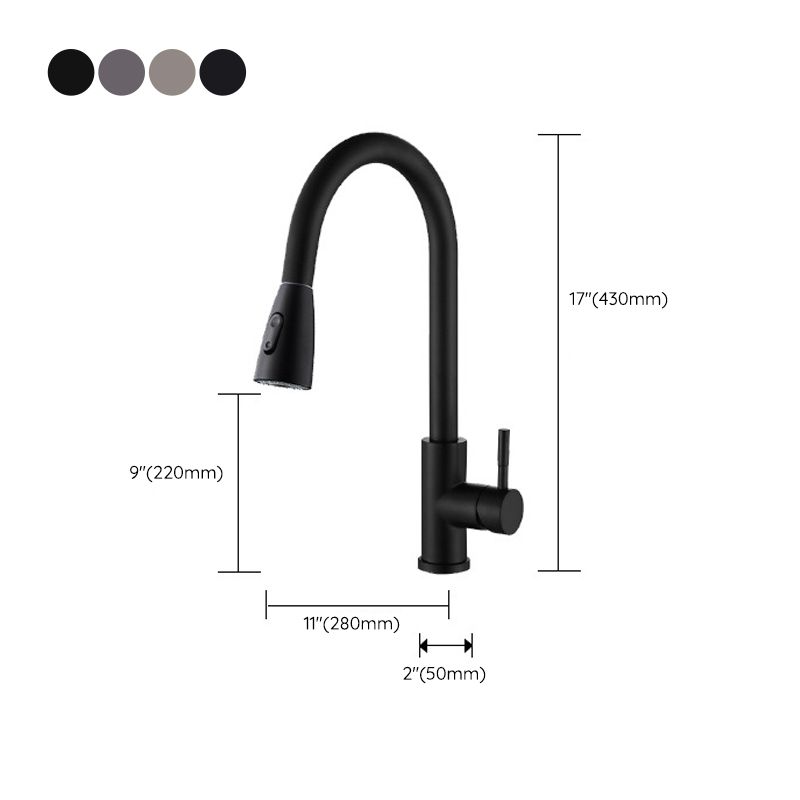 Modern Style Kitchen Faucet Stainless Steel 1-Handle Retractable Kitchen Faucet Clearhalo 'Home Improvement' 'home_improvement' 'home_improvement_kitchen_faucets' 'Kitchen Faucets' 'Kitchen Remodel & Kitchen Fixtures' 'Kitchen Sinks & Faucet Components' 'kitchen_faucets' 1200x1200_f719efdc-e4e1-41af-a553-0af16b21b52e