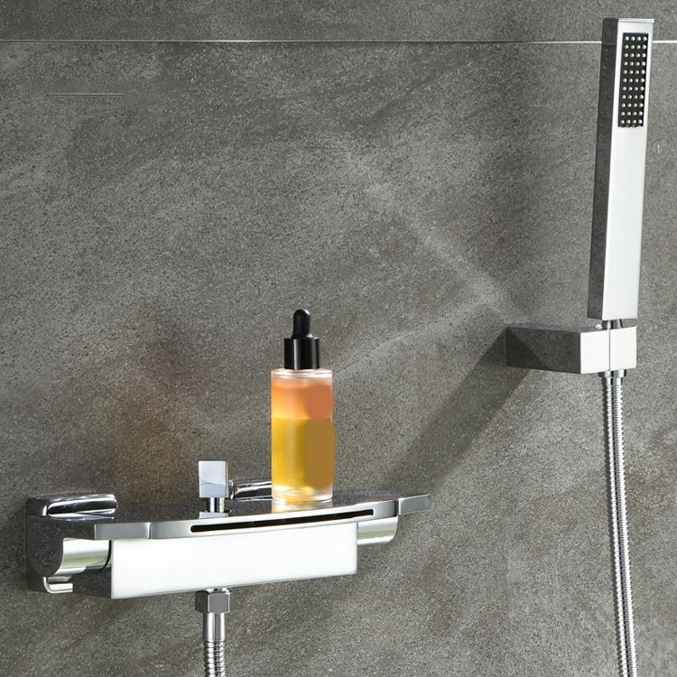 Modern Shower Faucet Brass Handheld Shower Head Wall Mounted Shower Trim Clearhalo 'Bathroom Remodel & Bathroom Fixtures' 'Home Improvement' 'home_improvement' 'home_improvement_shower_faucets' 'Shower Faucets & Systems' 'shower_faucets' 'Showers & Bathtubs Plumbing' 'Showers & Bathtubs' 1200x1200_f7379cdc-b32d-486a-af97-e695c3c2e6fa